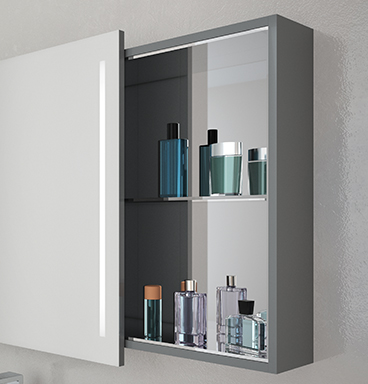 VitrA Memoria mirror cabinet with compartments pulled out to show toiletries